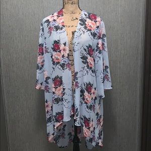 Always Indigo Sweaters - Always Indigo Floral Sheer high low Cardigan 2X Always Indigo Sweaters - Always Indigo Floral Sheer high low Cardigan 2X